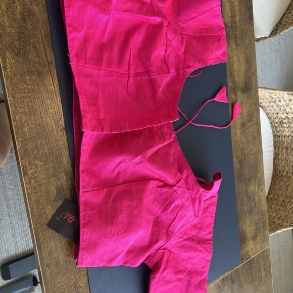 Chandrakala Womens Size 42 Cropped Pink - Eyelet And Hooks - Tie In Back - Picture 13 of 16